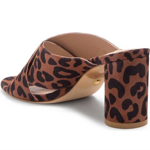 Stuart Weitzman galene crisscross slide sandal in leopard print - Picture 2 of 5